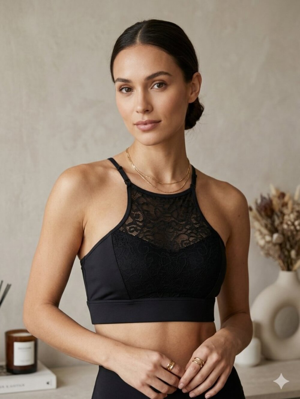 Kiki de Montparnasse Athleisure Black Lace Bra Top R19-BR-011 Small NWT - Picture 1 of 12